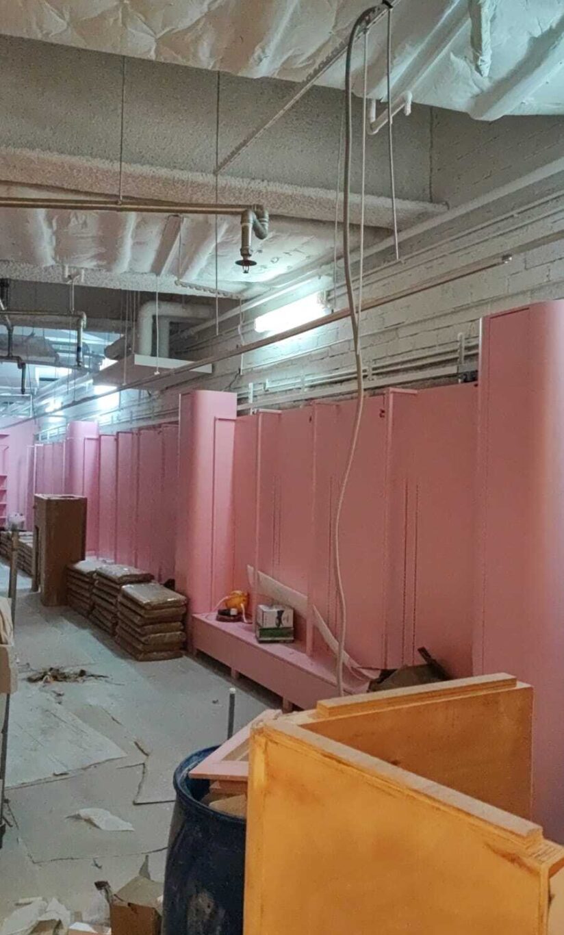 A commercial site nearing completion, undergoing finishing touches, a part of the design project by Studio X